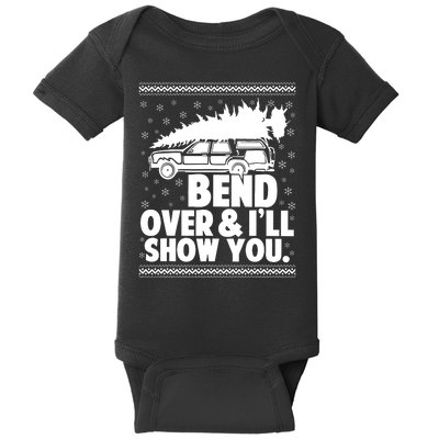 Bend Over And Ill Show You Funny Merry Christmas Tree Women Baby Bodysuit