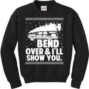 Bend Over And Ill Show You Funny Merry Christmas Tree Women Kids Sweatshirt