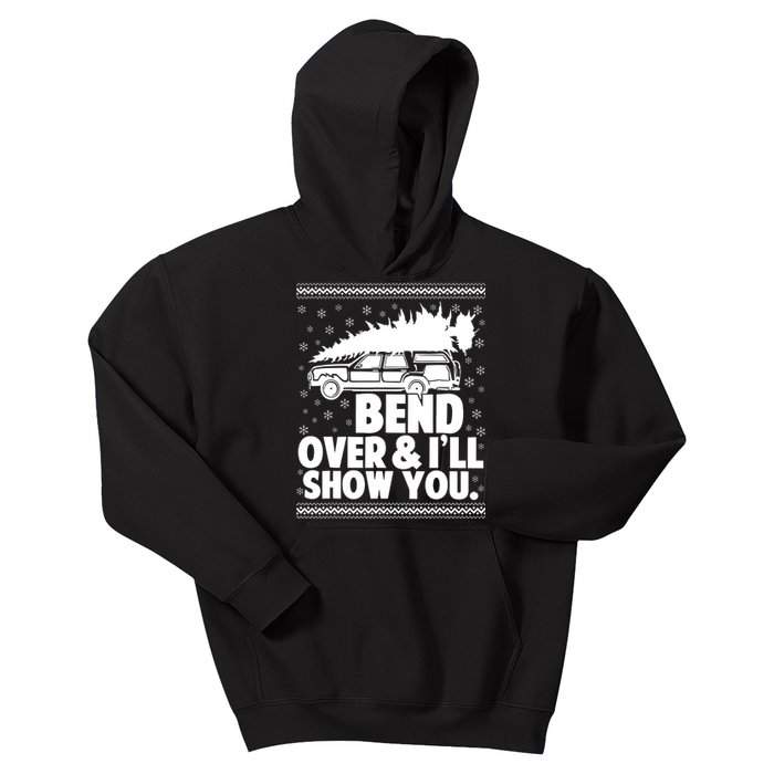 Bend Over And Ill Show You Funny Merry Christmas Tree Women Kids Hoodie