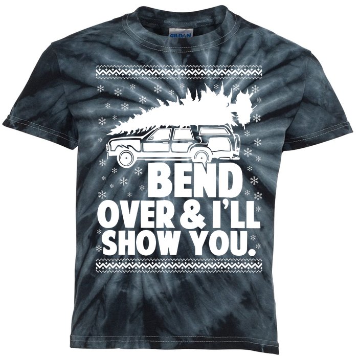 Bend Over And Ill Show You Funny Merry Christmas Tree Women Kids Tie-Dye T-Shirt