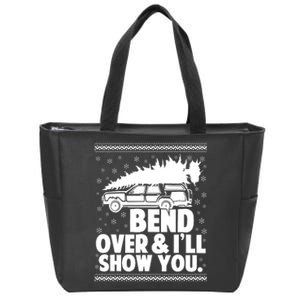 Bend Over And Ill Show You Funny Merry Christmas Tree Women Zip Tote Bag