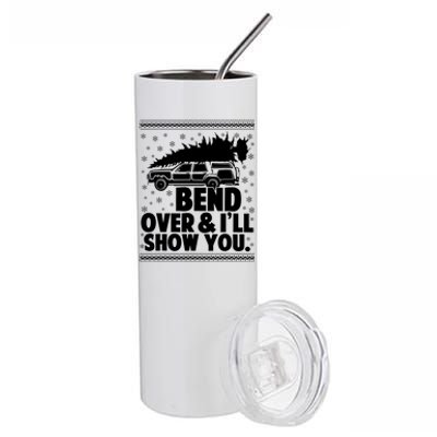 Bend Over And Ill Show You Funny Merry Christmas Tree Women Stainless Steel Tumbler