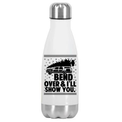 Bend Over And Ill Show You Funny Merry Christmas Tree Women Stainless Steel Insulated Water Bottle