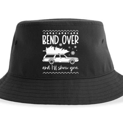 Bend Over And Ill Show You Christmas Pajama Funny Xmas Sustainable Bucket Hat