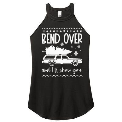 Bend Over And Ill Show You Christmas Pajama Funny Xmas Women’s Perfect Tri Rocker Tank