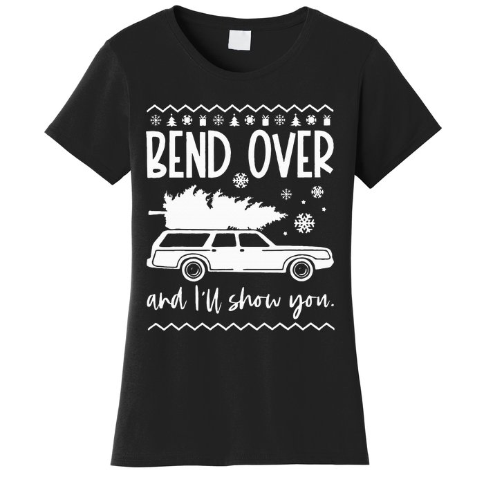 Bend Over And Ill Show You Christmas Pajama Funny Xmas Women's T-Shirt