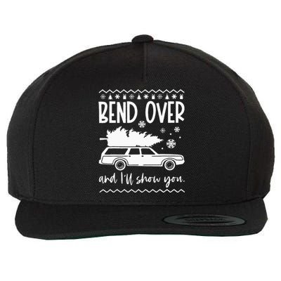 Bend Over And Ill Show You Christmas Pajama Funny Xmas Wool Snapback Cap