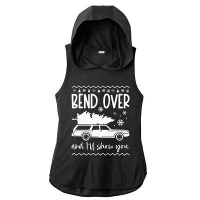 Bend Over And I'll Show You Christmas Couples Matching Ladies PosiCharge Tri-Blend Wicking Draft Hoodie Tank