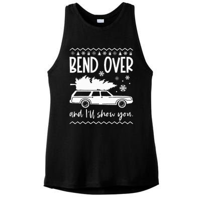 Bend Over And I'll Show You Christmas Couples Matching Ladies PosiCharge Tri-Blend Wicking Tank