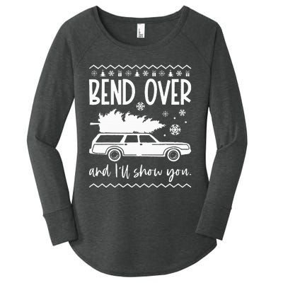 Bend Over And I'll Show You Christmas Couples Matching Women's Perfect Tri Tunic Long Sleeve Shirt