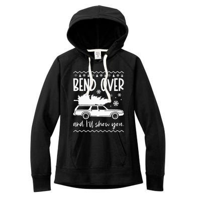 Bend Over And I'll Show You Christmas Couples Matching Women's Fleece Hoodie