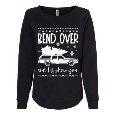 Bend Over And I'll Show You Christmas Couples Matching Womens California Wash Sweatshirt