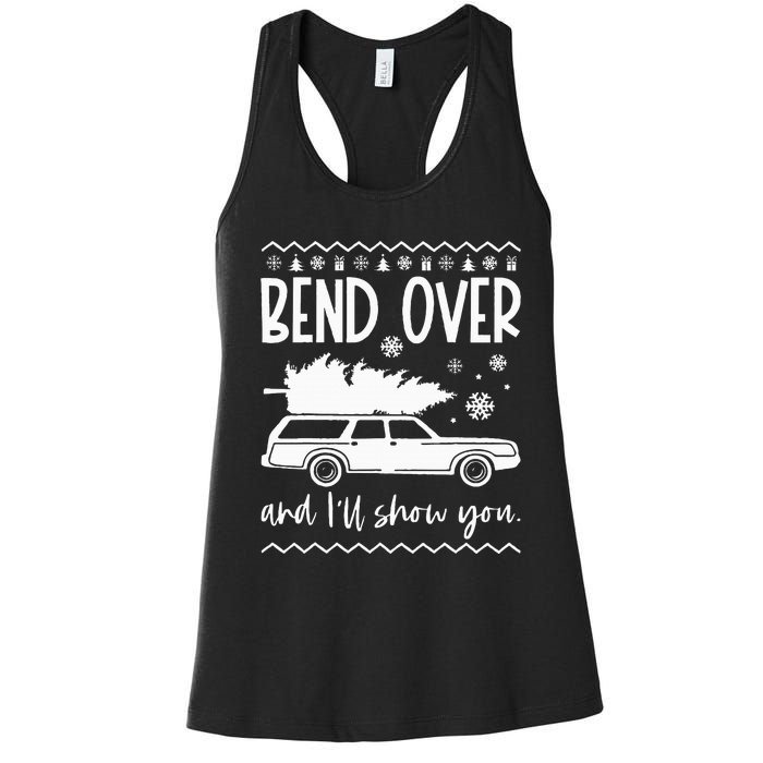 Bend Over And I'll Show You Christmas Couples Matching Women's Racerback Tank