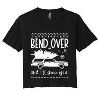 Bend Over And I'll Show You Christmas Couples Matching Women's Crop Top Tee