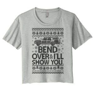 Bend Over And ILl Show You Christmas Xmas Tree Pajamas Funny Gift Women's Crop Top Tee