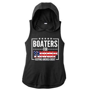 Boaters For Trump Keeping American Great Ladies PosiCharge Tri-Blend Wicking Draft Hoodie Tank