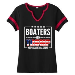 Boaters For Trump Keeping American Great Ladies Halftime Notch Neck Tee