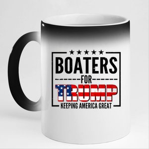 Boaters For Trump Keeping American Great 11oz Black Color Changing Mug