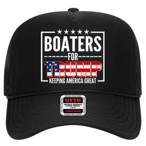 Boaters For Trump Keeping American Great High Crown Mesh Back Trucker Hat