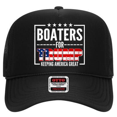 Boaters For Trump Keeping American Great High Crown Mesh Back Trucker Hat