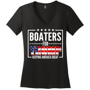 Boaters For Trump Keeping American Great Women's V-Neck T-Shirt