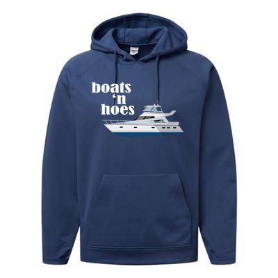 Boats N Hoes Funny Boating Performance Fleece Hoodie