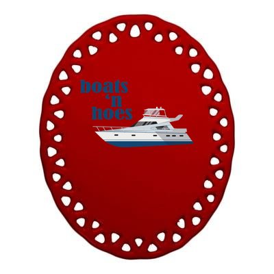 Boats N Hoes Funny Boating Ceramic Oval Ornament