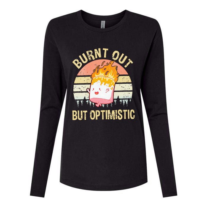 Burnt Out But Optimistic Retro Vintage Sunset Womens Cotton Relaxed Long Sleeve T-Shirt