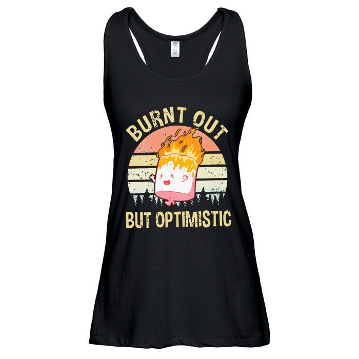 Burnt Out But Optimistic Retro Vintage Sunset Ladies Essential Flowy Tank