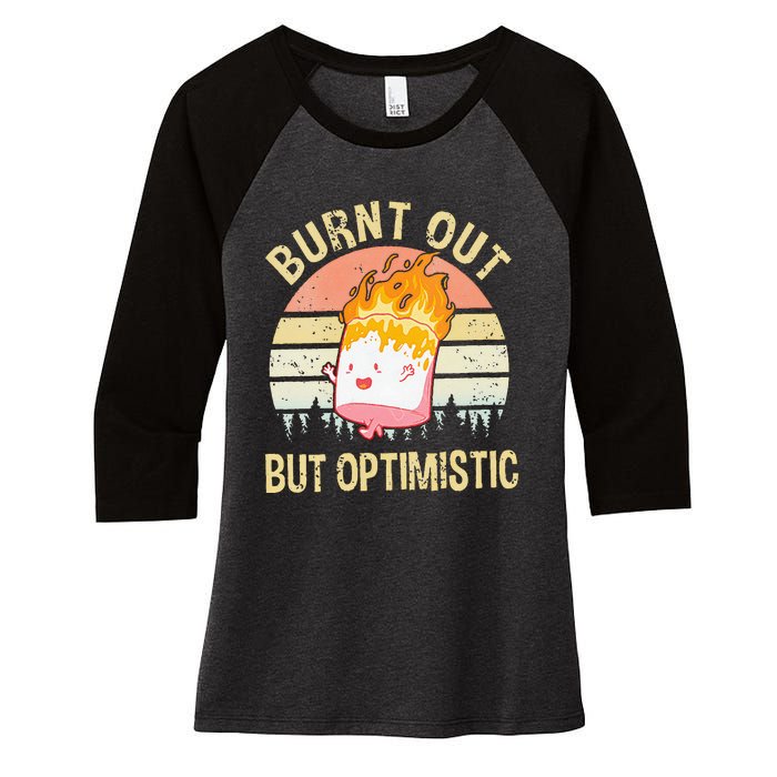 Burnt Out But Optimistic Retro Vintage Sunset Women's Tri-Blend 3/4-Sleeve Raglan Shirt