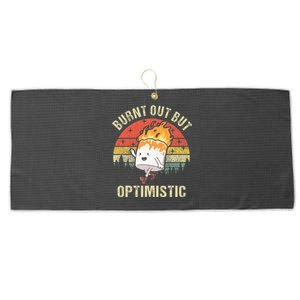 Burnt Out But Optimistic Funny Marshmallow For Camping Retro Large Microfiber Waffle Golf Towel