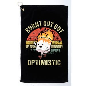 Burnt Out But Optimistic Funny Marshmallow For Camping Retro Platinum Collection Golf Towel