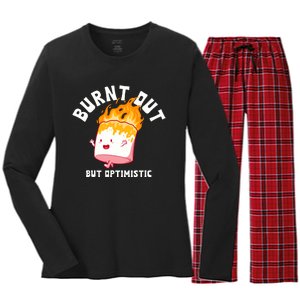 Burnt Out But Optimistics Funny Saying Humor Quote Women's Long Sleeve Flannel Pajama Set 