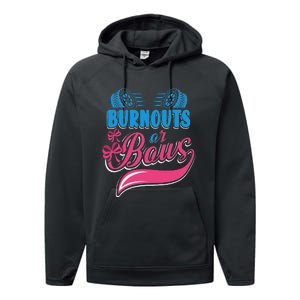 Burnouts Or Bows Gender Reveal Baby Party Announcement Performance Fleece Hoodie