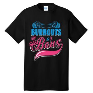 Burnouts Or Bows Gender Reveal Baby Party Announcement Tall T-Shirt