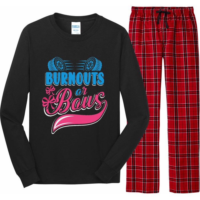 Burnouts Or Bows Gender Reveal Baby Party Announcement Long Sleeve Pajama Set