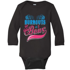 Burnouts Or Bows Gender Reveal Baby Party Announcement Baby Long Sleeve Bodysuit