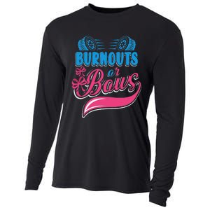 Burnouts Or Bows Gender Reveal Baby Party Announcement Cooling Performance Long Sleeve Crew