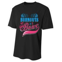 Burnouts Or Bows Gender Reveal Baby Party Announcement Performance Sprint T-Shirt