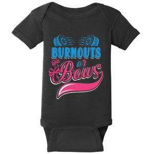 Burnouts Or Bows Gender Reveal Baby Party Announcement Baby Bodysuit