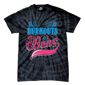 Burnouts Or Bows Gender Reveal Baby Party Announcement Tie-Dye T-Shirt