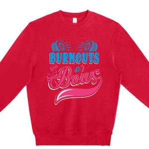 Burnouts Or Bows Gender Reveal Baby Party Announcement Premium Crewneck Sweatshirt