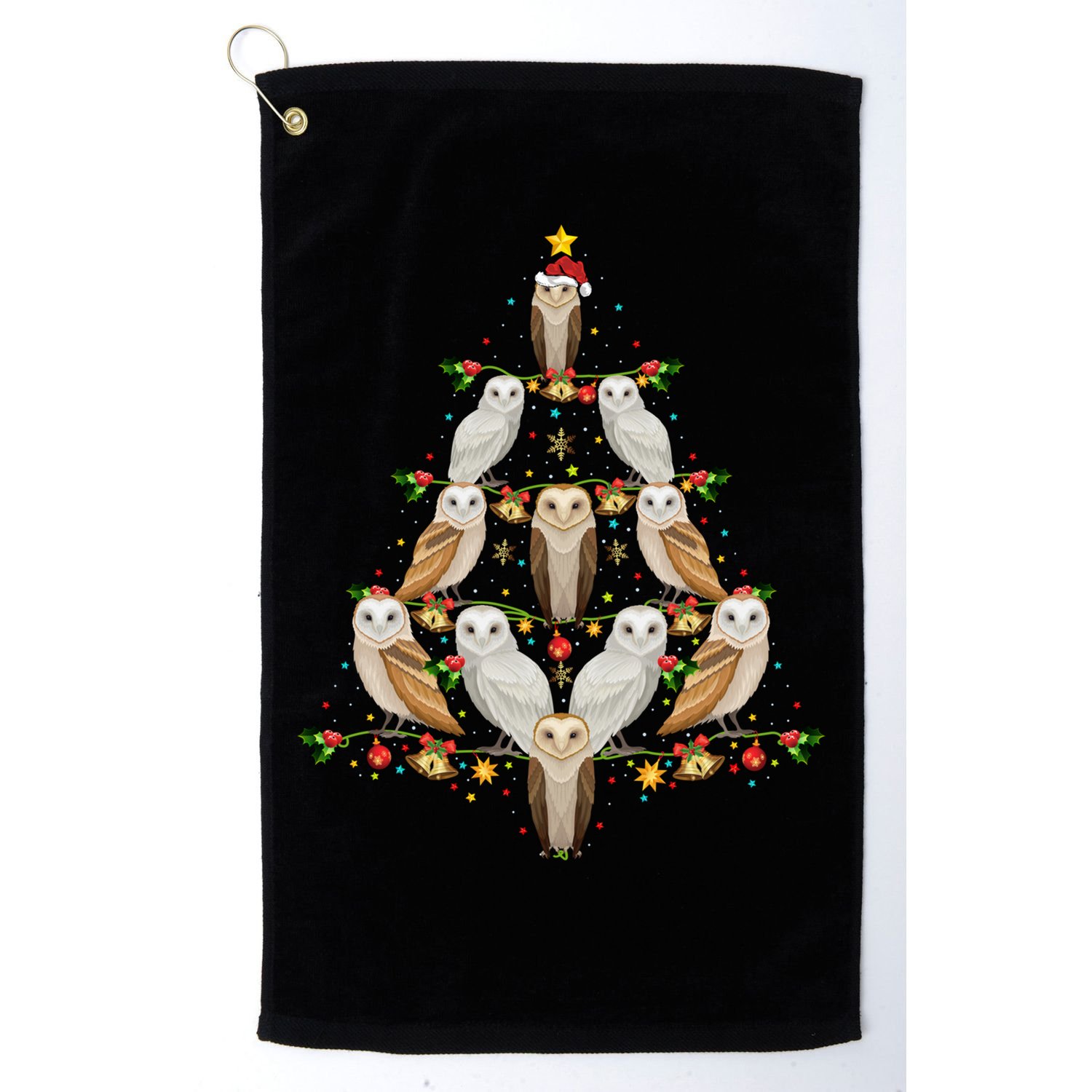 Barn Owl Bird Christmas Tree Gift Funny Christmas Barn Owl Gift Golf Towel