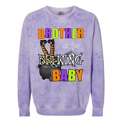 Brother Of Brewing Baby Halloween Theme Baby Shower Spooky Colorblast Crewneck Sweatshirt