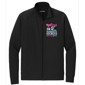 Burnouts or Bows Pop Pop loves you Gender Reveal party Baby Stretch Full-Zip Cadet Jacket