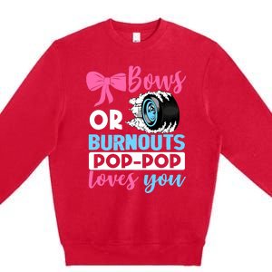 Burnouts or Bows Pop Pop loves you Gender Reveal party Baby Premium Crewneck Sweatshirt