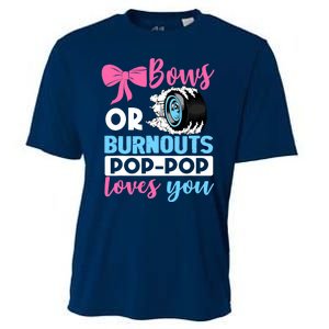 Burnouts or Bows Pop Pop loves you Gender Reveal party Baby Cooling Performance Crew T-Shirt