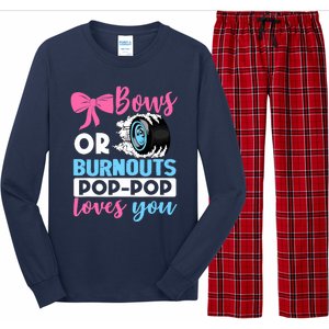 Burnouts or Bows Pop Pop loves you Gender Reveal party Baby Long Sleeve Pajama Set