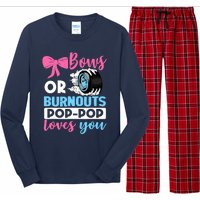 Burnouts or Bows Pop Pop loves you Gender Reveal party Baby Long Sleeve Pajama Set