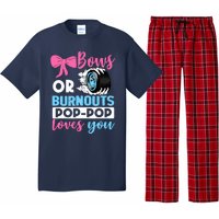 Burnouts or Bows Pop Pop loves you Gender Reveal party Baby Pajama Set